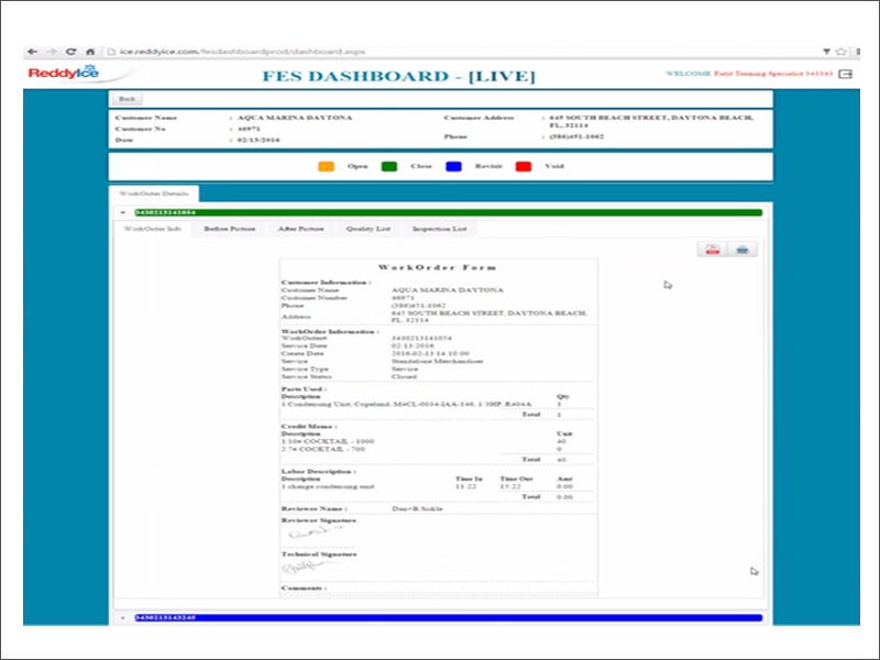 REDDYICE FES DASHBOARD
